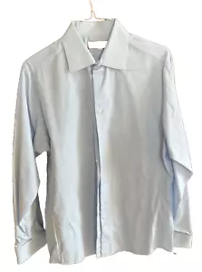 Camisa de vestir de lujo THOMAS ROSA azul liso 100% algodón a medida - 17 43 cm - Imagen 1 de 4