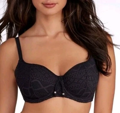 Top de bikini FREYA Sundance Sweetheart US 30DDD negro con aros sujetador acolchado natación Foto 1 de 4