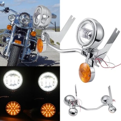 4.5" LED Passing Turn Signal Light Bracket Bar For Harley Touring Road King FLHR - Image 1 of 4