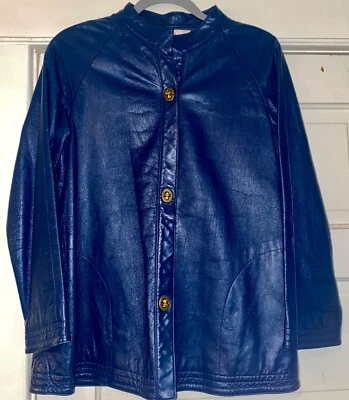 Vintage 1960’s Bonnie Cashin for  Sills Blue Leather Jacket Coat - Image 1 of 4