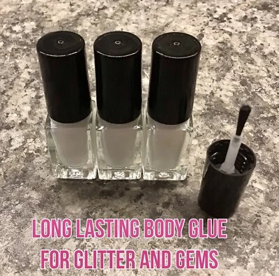 LOTTO ADESIVI 3 x 5ml PROS AIDE COLLA CORPO GLITTER TATUAGGIO/GEMME/FESTIVAL VISO/SFX