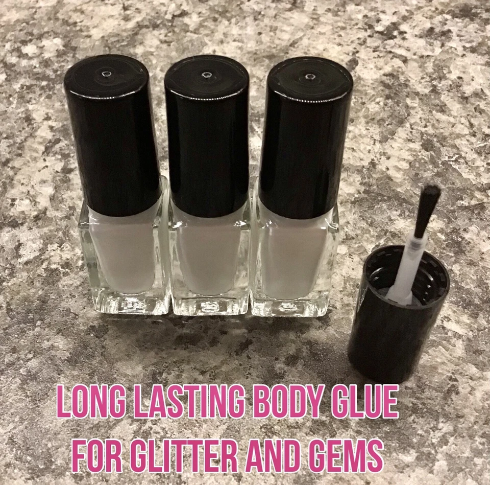 PROS AIDE 3 x 5ml PRO AIDE BODY GLUE GLITTER TATTOO/EDELSTEINE/FESTIVAL GESICHT/SFX KLEBER SET