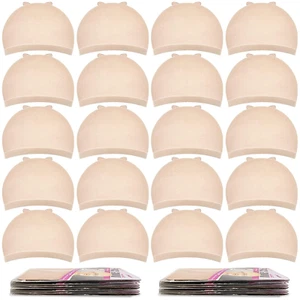 Wig Cap, 20Pcs Wig Caps Beige Stretchy Nylon Wig Caps for Women, Beige - Picture 1 of 7