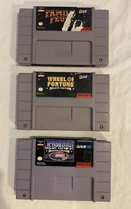 Lot of 3 SNES Games Family Feud  Wheel of Fortune  & Jeopardy - Cleaned & Tested - Picture 1 of 4