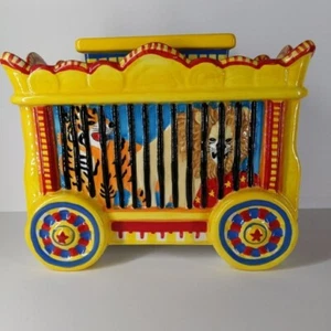 Williams Sonoma Cookie Jar Circus Daze Train Big Top Wagon Big Cats Tiger Lion - Picture 1 of 15