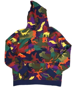 Polo Ralph Lauren Double Knit Tech Fleece Hoodie Multicolor Camo Pony Mens 2XL - Picture 1 of 8