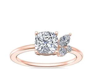 2 .20 Ct Cushion IGI Certified Lab Grown Diamond Engagement Ring 14K Rose Gold - Picture 1 of 9