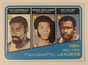 1972 Topps NBA Leaders #173 CHAMBERLAIN /JABBAR / BELLAMY - Picture 1 of 3