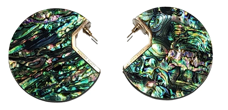 Pendientes perforados Kendra Scott Kai Abulón 14K GP Abulón 2,5 pulgadas Disco de perno prisionero Foto 1 de 4