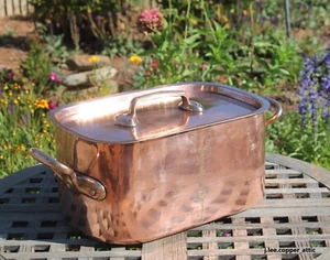 Hammered Copper Antique Braiser w/ tin lining & dovetailed, Made in France - Picture 1 of 6
