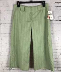 Speechless Capri Pants Size 7 Junior's Green Pin Striped Gaucho Wide Baggy (A75) - Picture 1 of 9