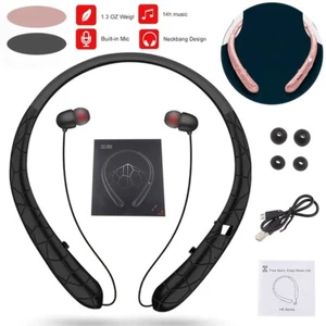 Stereo Earphones Neckband Headset Bluetooth-Compatible5.0 for iPhone LG - Picture 1 of 14