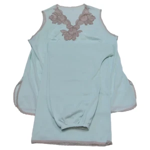 Conjunto de camisón pijama vintage años 60 para mujer ligero de encaje recortado azul claro - Imagen 1 de 11