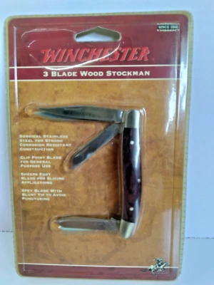 Cuchillo plegable Winchester 3 hojas ganadero bolsillo plegable incrustación de madera nuevo sello GP Foto 1 de 3
