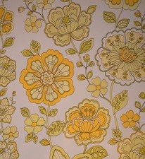 Groovy Retro Floral Geometric Flowers Wallpaper, Vintage Original 1960s 1970s