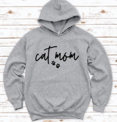 Sudadera con capucha unisex gris Cat Mom Foto 1 de 2