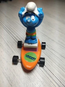 Vintage Smurf On Skate Orange Board Applause Peyo 1980s - Picture 1 of 5