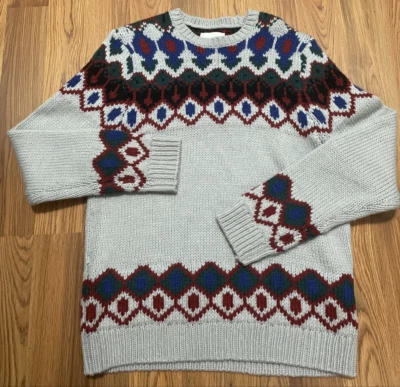 Lucky Brand Sweater Mens Large Fair Isle Nordic Skiing Crew Neck Wool Blend Pull - Image 1 of 4