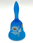 VINTAGE WESTMORELAND BLUE MIST GLASS 5” BELL with DAISIES HANDMADE