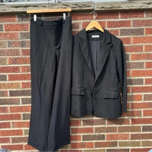 Black Chic Straight Curve Fit Blazer Suit and Pants - Picture 1 of 3
