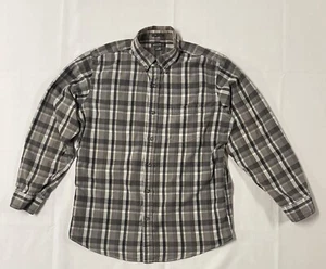 Eddie Bauer 100% Cotton Men’s Relaxed Fit Plaid Shirt Sz M - Greys, Black, Cream - Picture 1 of 7