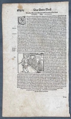 1598 Seb. Munster Antique Print of Brewing Beer & Hanging man in Saxony Germany - Image 1 of 3