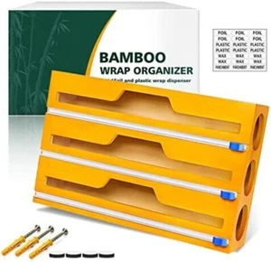3 in 1 Plastic Wrap Dispenser with Cutter for Kitchen Organization - Picture 1 of 5