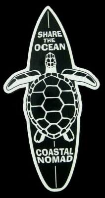 CARIBBEAN HOBO Share the Ocean Coastal Nomad sea Turtle sticker Decal marine life surfing Sup