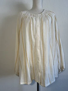 Women’s Plus Size Stripped Long Sleeve Gauze Blouse Ava&Viv Yellow 2X, 3X, 4X - Picture 1 of 10