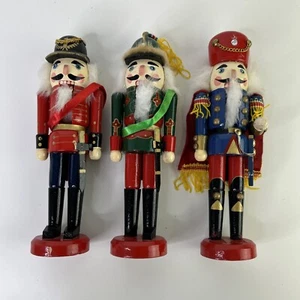 3 Vintage Wooden Nutcracker Soldier Figure Christmas Xmas Decorations 10” Tall - Picture 1 of 13