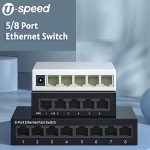 5/8 Port Gigabit Ethernet Switch Splitter 100/1000Mbps LAN Network RJ45 Hub - Picture 1 of 8