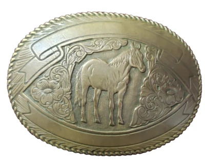 Crumrine Latón Caballo Western Cinturón Hebilla Rodeo Vintage Día del Padre Regalo Foto 1 de 4