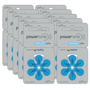 Baterie do aparatów słuchowych Powerone Implant Plus- P675 niebieskie - Cochlear (opakowanie 60 szt.) - Zdjęcie 1 z 4