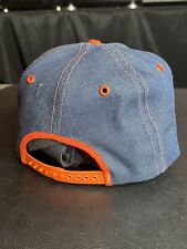 NWOT Vintage 70's/80's Denim Hat Cap Union Made Blank Orange stitch/eyelets