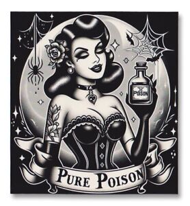 Pure Poison Vinyl Sticker Decal Gothic Lowbrow Pin-up Rockabilly Tattoo Moon