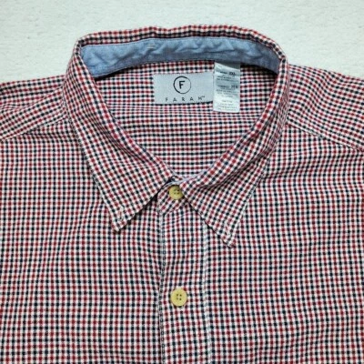 Camisa Oxford Farah Roja Blanca Azul a Cuadros Borgoña 100% Algodón Orgánico 2XL Foto 1 de 4