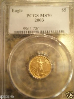 2003 $5 PCGS MS70 ONE/TENTH OUNCE GOLD American Eagle  - Image 1 of 2
