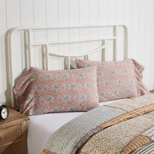 Farmhouse Standard Pillow Case Set of 2 Pink Kaila / Bedroom Decor VHC Brands - Picture 1 of 6