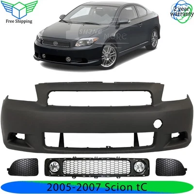 Front Bumper Cover Primed Plastic & Fog Lights Kit For 2005-2007 Scion tC Foto 1 de 4