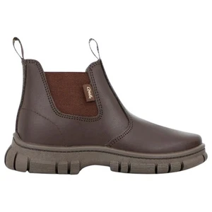 New Grosby Ranch Boots Brown Toddler Infant Boys Kids Leather Slip On Shoes - Picture 1 of 4