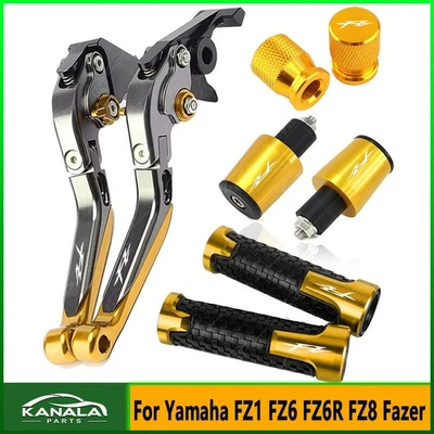 US Handle Grips Cap Brake Clutch Levers Set For Yamaha FZ1 FZ6 FZ6R FZ8 Fazer Foto 1 de 4
