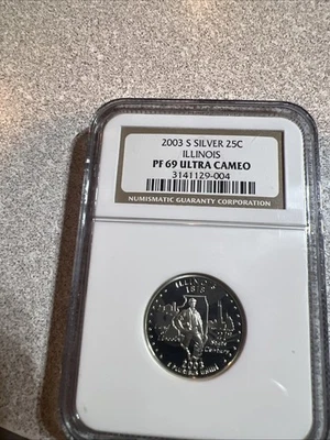 Cuarto de plata del estado de Illinois 2003-S - NGC PF69 ULTRA CAMAFEO Foto 1 de 2