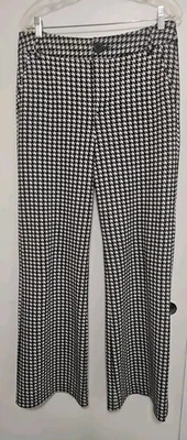 Cabi Women's Black and White Houndstooth Wide Leg Pants Size 10 - Image 1 of 4