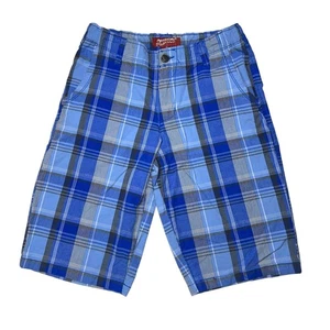 Arizona Jeans Plaid Shorts Blue Casual Flat Front Kids Size 20 - Picture 1 of 12