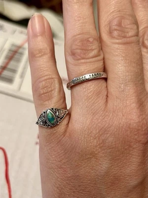 Anillo de piedras preciosas turquesa, talla 6, plata de ley, nuevo Foto 1 de 3