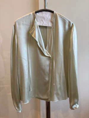 Vince Women's 100% Silk Blouse Top Long Sleeve Mint Green Size Small - Image 1 of 4