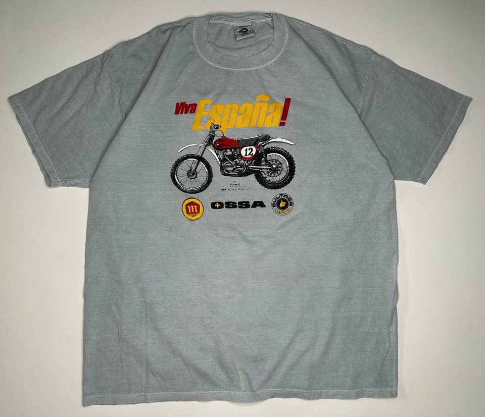 Camiseta vintage Bultaco Persang 1973 OSSA Viva España 2002 teñida de pigmento XL Foto 1 de 4