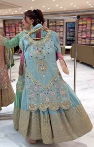 Vestido paquistaní Salwar Kameez listo para usar trajes indio boda fiesta 3 piezas L - Imagen 1 de 7