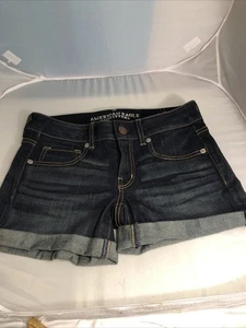 American Eagle Mujer Denim Shorts Super Elásticos Talla 6 Puños - Imagen 1 de 7