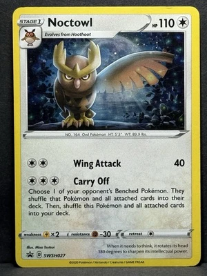 Noctowl SWSH027 Holo Promo Card Sword & Shield MP - Image 1 of 4